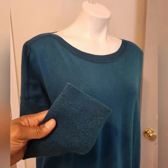 Lilly Pulitzer Cobo Front Pockets Teal Oversized Boatneck Sweater(S) - Picture 7 of 10